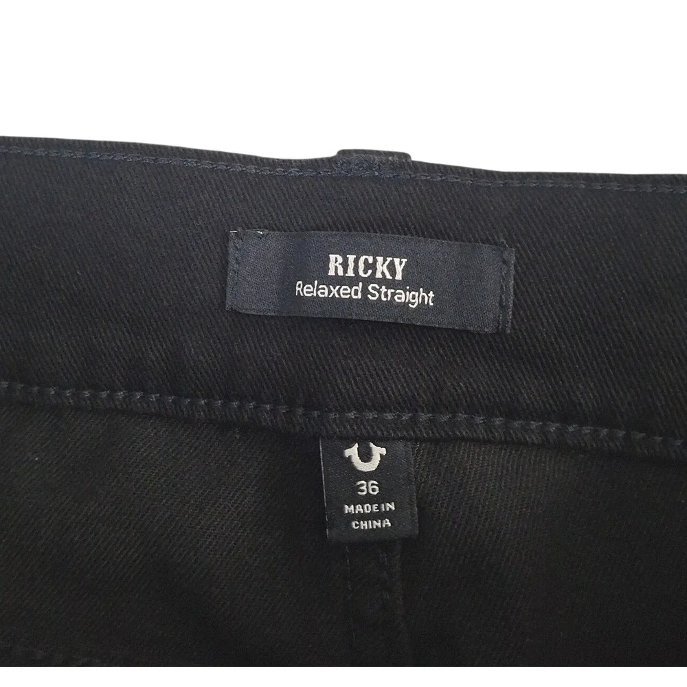 True Religion Ricky Flap SN Jeans Mens 36x32* Black Relaxed Straight